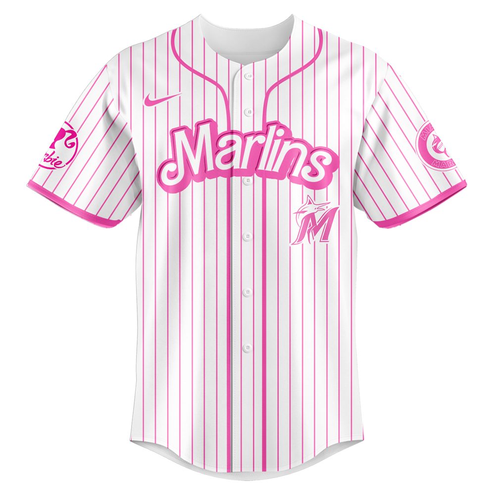 Customizable Barbie Night Game Jersey - Pink Marlins Edition For Fans - Image 2