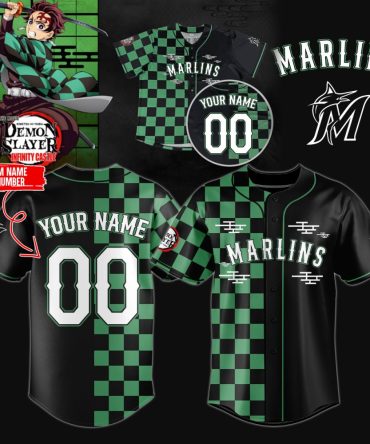 Custom Demon Slayer Marlins Baseball Jersey - Personalized Name & Number