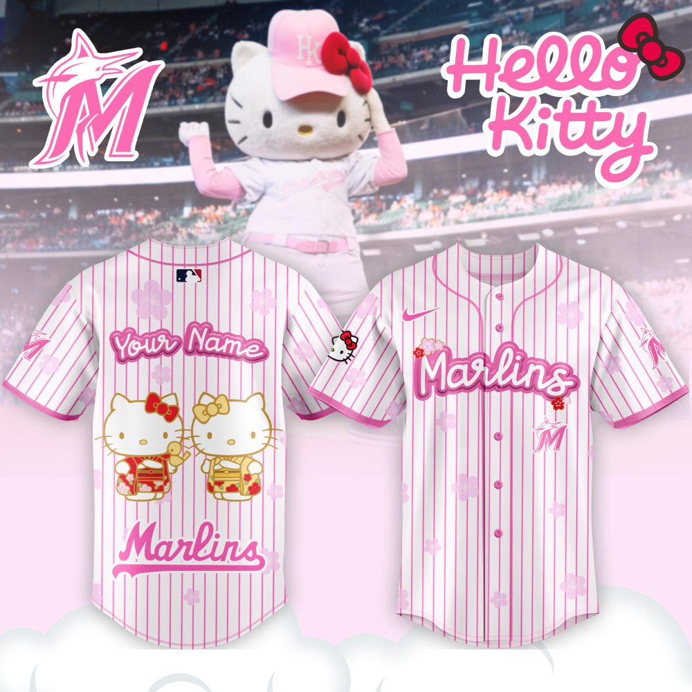 Custom Hello Kitty Marlins Jersey - Personalize Your Own Cute Pink Baseball Shirt