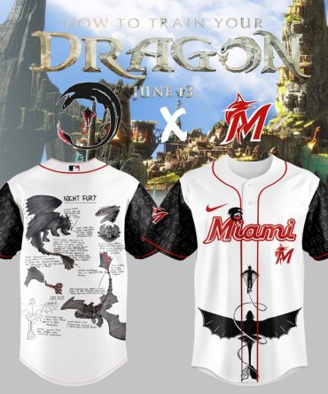 Exclusive How To Train Your Dragon X Miami Baseball Jersey - Night Fury Design