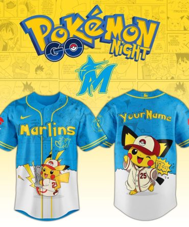 Custom Pokémon Night Marlins Jersey – Pikachu Baseball Design , Personalized Name