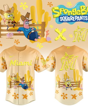 Limited Edition Spongebob X Miami Marlins Cowboy Jersey – Vibrant & Unique Design