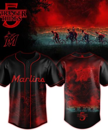 Limited Edition Stranger Things X Marlins Baseball Jersey - Bold Design, Perfect Fan Gear!