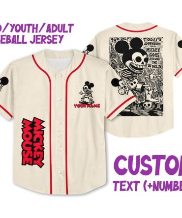 Customizable Mickey Mouse Baseball Jersey - Kids, Youth, Adult Sizes - Add Your Name & Number!