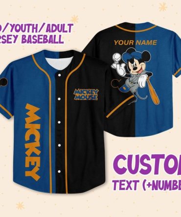 Customizable Mickey Mouse Baseball Jersey For Kids, Youth & Adults - Add Name & Number!