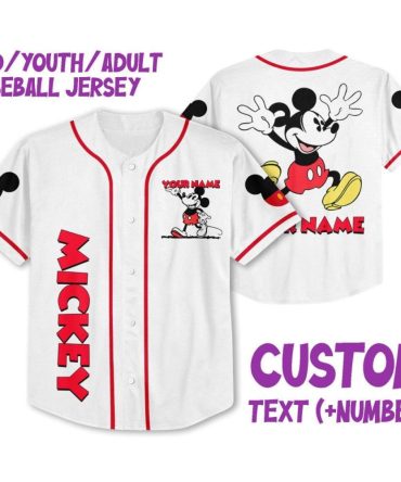 Custom Kids/Youth/Adult Baseball Jersey - Personalize With Name & Number - Disney Theme