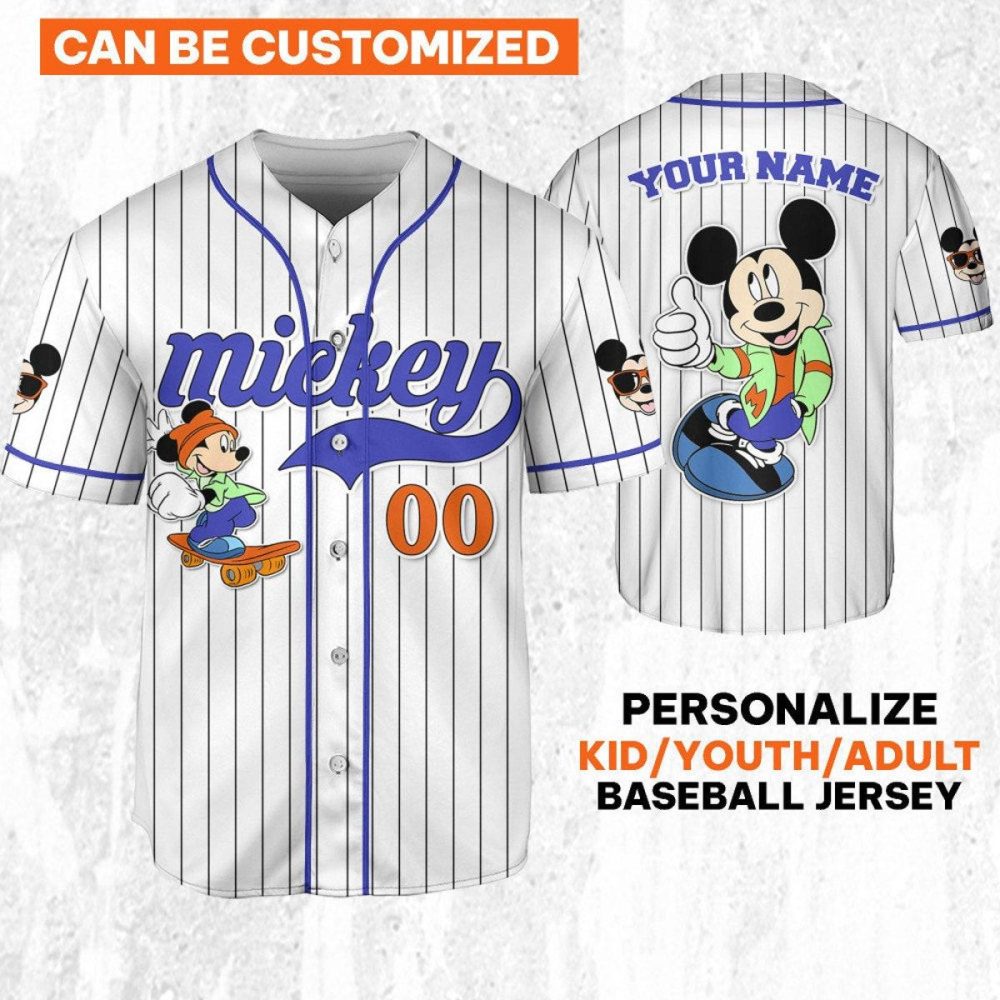 Customizable Mickey Baseball Jersey For Kids/Adults – Personalize With Your Name! - Image 2