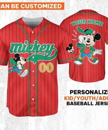 Customizable Mickey Baseball Jersey For Kids/Youth/Adults - Personalize Your Name!