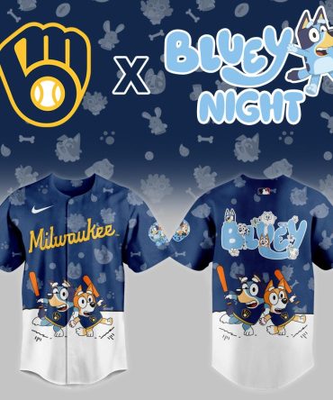 Limited Edition Milwaukee X Bluey Night Baseball Jersey - Kids' Favorite Characters!
