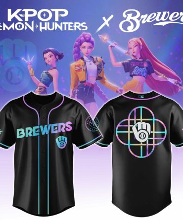 K-Pop Demon Hunters X Brewers Limited Edition Jersey - Vibrant Black & Neon Design