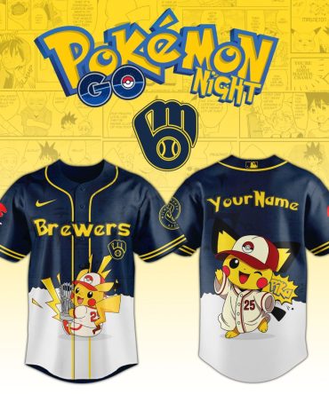 Custom Pokémon Baseball Jersey – Pikachu Brewer Design For Fans