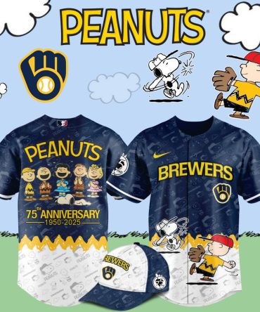 Celebrate In Style: Peanuts 75Th Anniversary Brewers Jersey - Limited Edition!