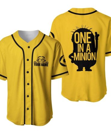 Customizable 'One In A Minion' Baseball Jersey – Fun Yellow Minion Design, Perfect Gift!