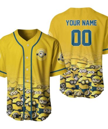 Custom Minions Baseball Jersey - Personalized Name & Number - Fun Yellow Fan Apparel