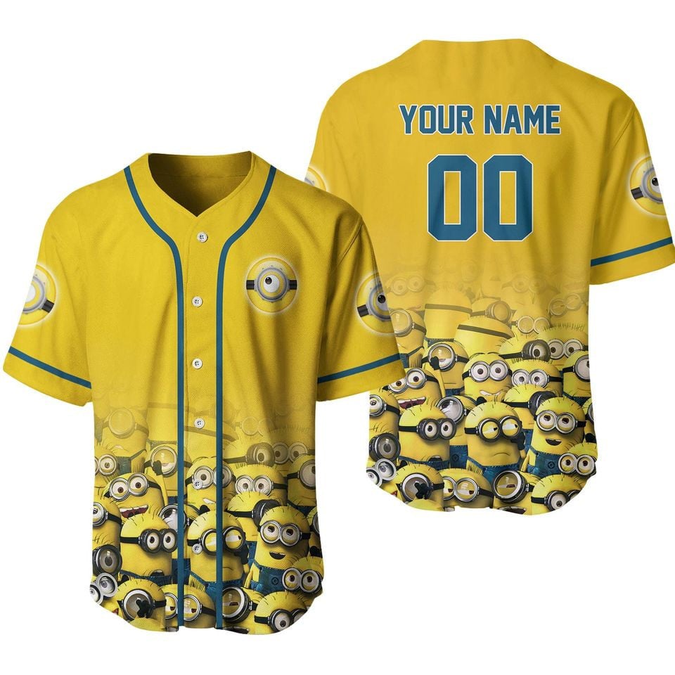 Custom Minions Baseball Jersey - Personalized Name & Number - Fun Yellow Fan Apparel