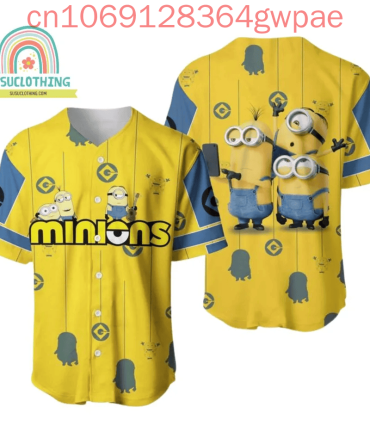 Minions Baseball Jersey – Fun Yellow Cartoon Shirt For Kids & Adults