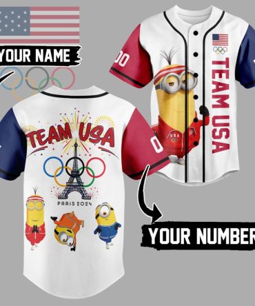 Custom Team Usa Minions Jersey – Personalize With Your Name & Number For 2024 Olympics Fun!