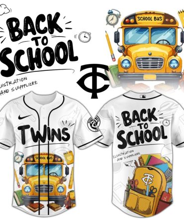 Back To School Baseball Jersey - Unique School Bus & Supplies Design For Kids & Teens