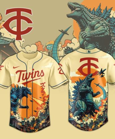 Limited Edition Twins Baseball Jersey - Bold Godzilla Graphic - Perfect Gift For Fans!