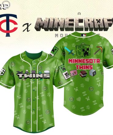 Minecraft X Twins Green Baseball Jersey - Limited Edition Gamer Gear