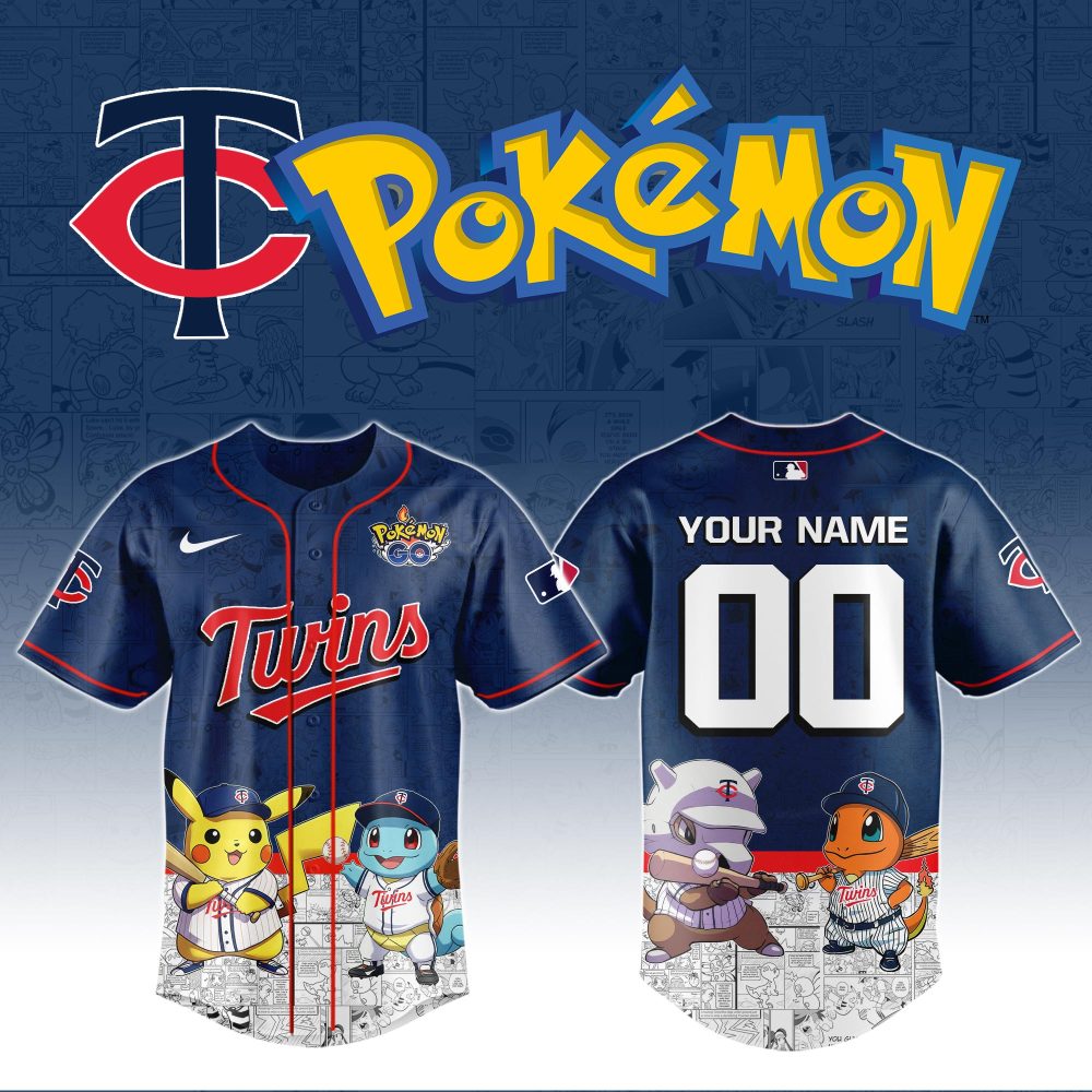 Custom Pokémon X Twins Baseball Jersey – Personalized Pikachu & Friends Design