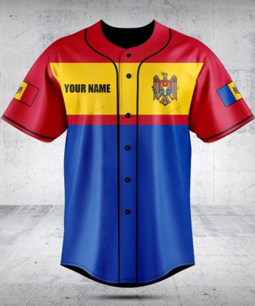 Custom Moldova Flag Baseball Jersey - Personalized Name & Number, Premium Quality