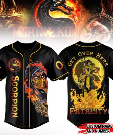 Custom Scorpion Jersey - Mortal Kombat Inspired , Personalize Name & Number , Perfect For Gamers!