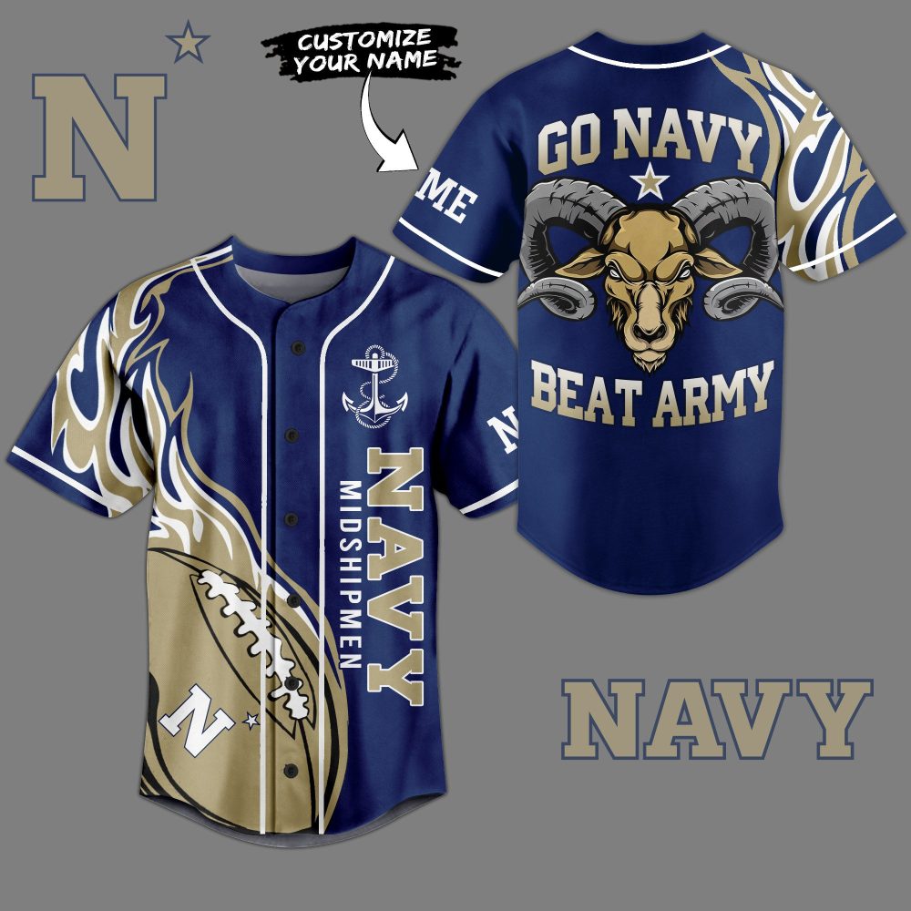 Custom Navy Midshipmen Jersey – Go Navy Beat Army Design – Personalize Now!