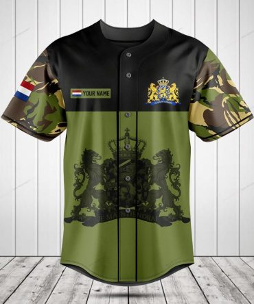 Custom Camouflage Baseball Jersey With Personalized Name & Flag - Unique Military Style