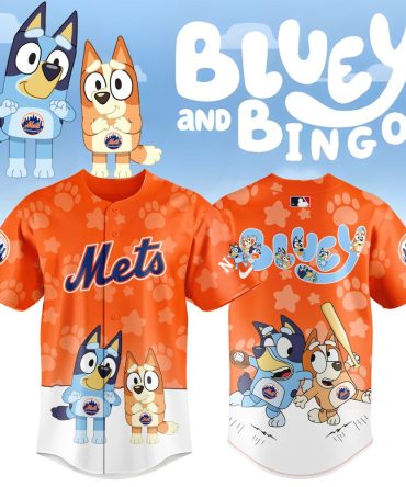 Bluey & Bingo Mets Kids' Jersey - Fun Cartoon Baseball Shirt For Fans