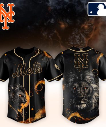 Ny Mets Lion Graphic Jersey - Bold Black Design For Fans , Mlb Official Apparel