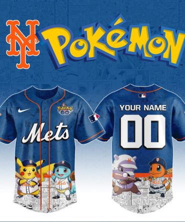 Customizable Mets Pokémon Jersey - Pikachu, Squirtle, Charmander Design - Perfect Gift For Fans!