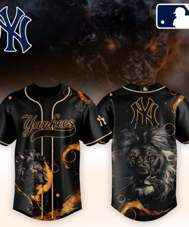 Exclusive Yankees Lion Design Jersey – Bold Black & Gold Mlb Fan Apparel