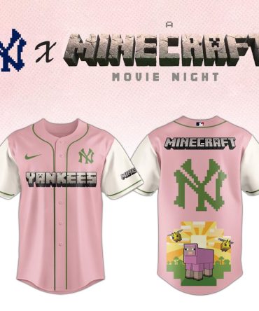 Limited Edition Yankees X Minecraft Pink Jersey - Iconic Gaming & Baseball Crossover!