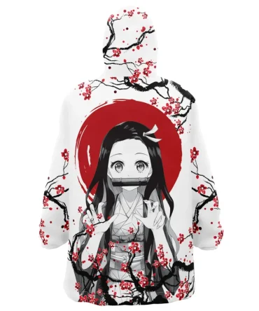 Nezuko Kamado Cherry Blossom Demon Slayer Hooded Blanket Hoodie