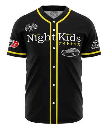 Night Kids Anime-Inspired Racing Jersey - Stylish Black & Yellow Design For Car Enthusiasts