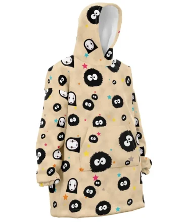 No Face Soot Sprites Pattern Spirited Away Hooded Blanket Hoodie