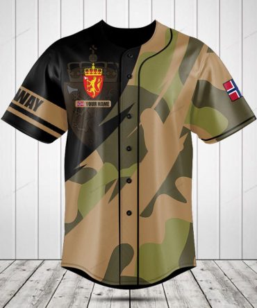 Custom Norway Camo Baseball Jersey - Personalized Men'S Sportswear