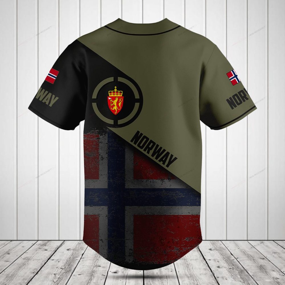 Custom Norway Flag Baseball Jersey - Personalized Name & Number, Stylish Sportswear - Image 2