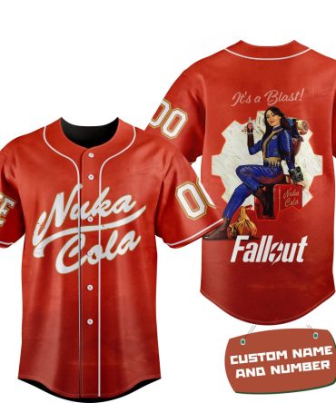 Custom Nuka Cola Baseball Jersey - Fallout Inspired, Personalized Name & Number