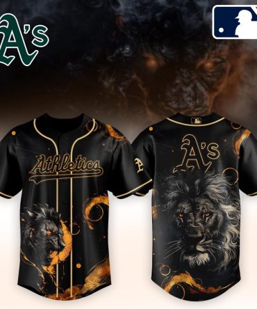 Oakland Athletics Lion Roar Jersey - Bold Black & Gold Design For Fans
