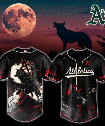 A'S Athletics Wolf Moon Baseball Jersey - Unique Night Design For Fans