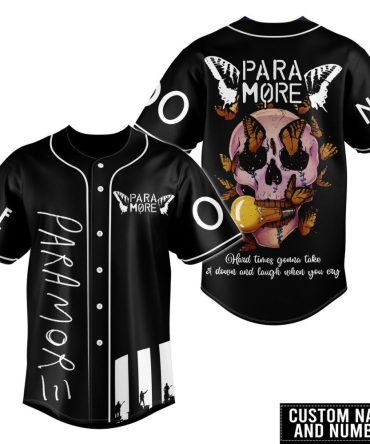 Custom Name & Number Black Baseball Jersey – Unique Skull & Butterfly Design
