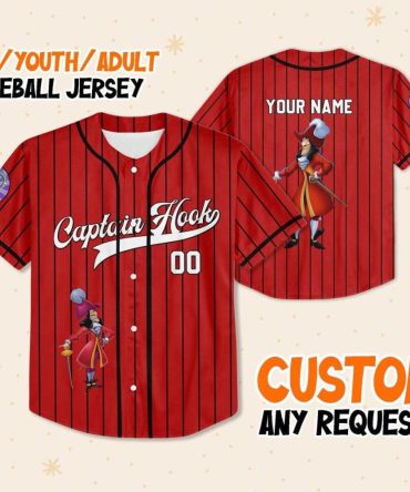 Custom Captain Hook Baseball Jersey For Kids/Youth/Adults – Personalized Name & Number