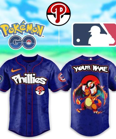 Custom Phillies Baseball Jersey - Pokémon Charizard Design - Personalized Name
