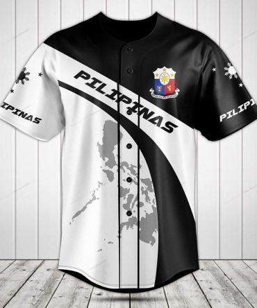 Stylish Pilipinas Baseball Jersey – Filipino Pride Apparel, Black & White Design