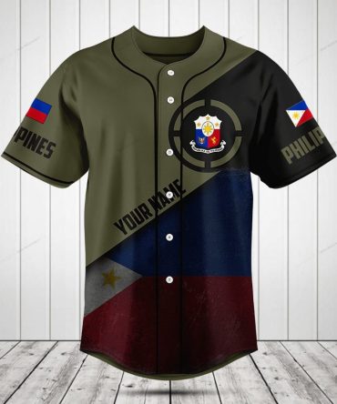 Custom Philippines Flag Baseball Jersey – Personalized Name & Flag Design