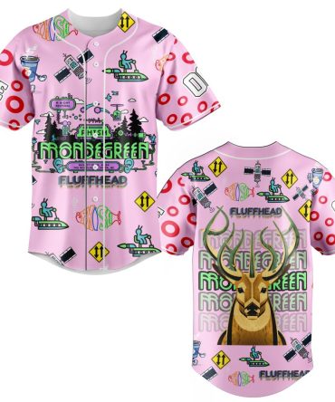Vibrant Pink Graphic Baseball Jersey – Unique Cartoon & Deer Design, Unisex