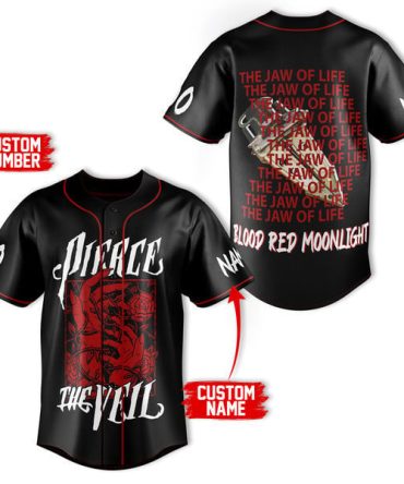 Custom Black Baseball Jersey - Blood Red Moonlight Design , Add Name & Number