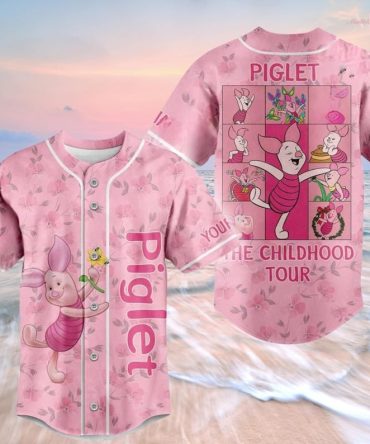 Piglet Themed Pink Baseball Jersey - Adorable Childhood Tour Design For Fans